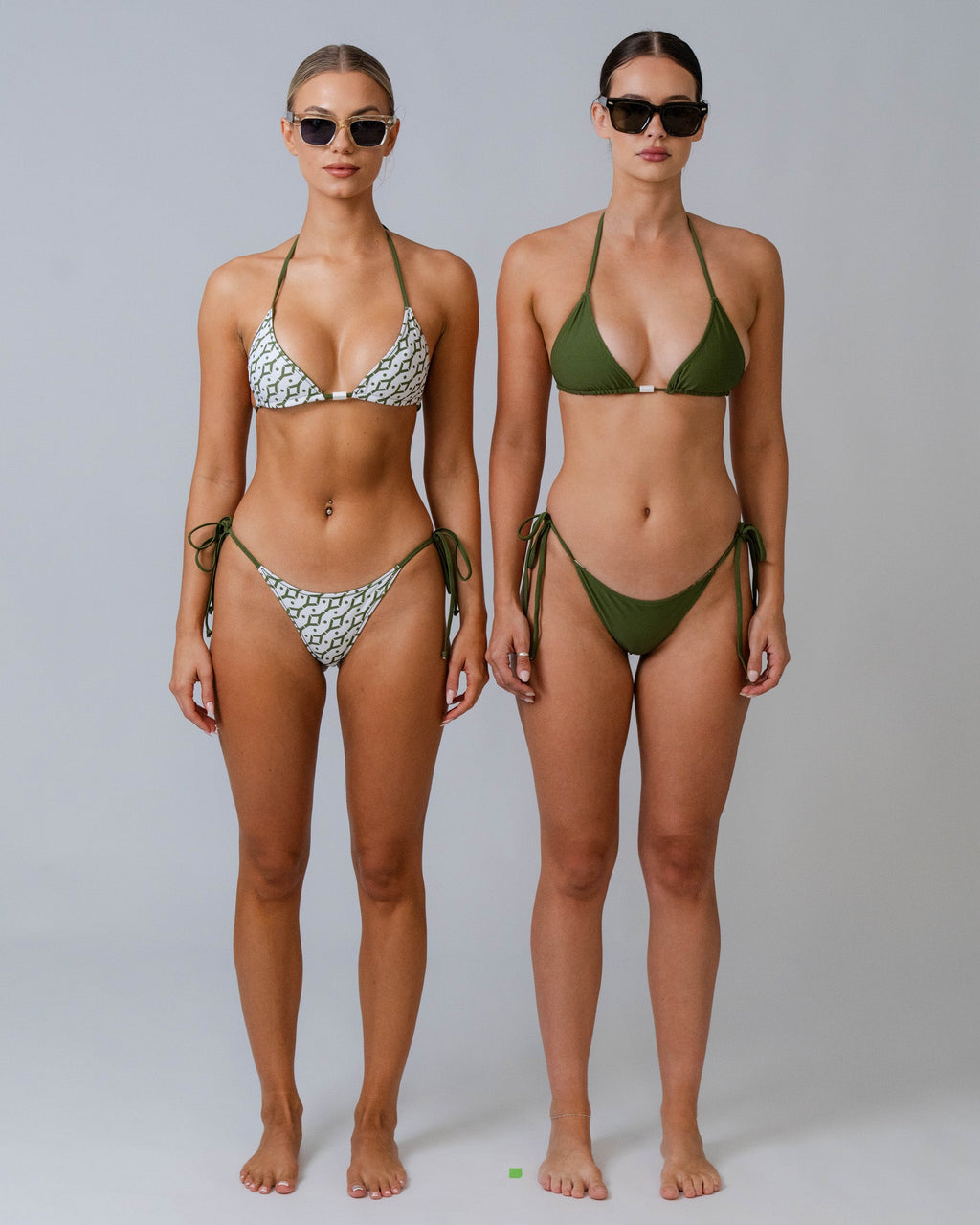 Reversible Y. Print Tie Side Bottom - Olive Green