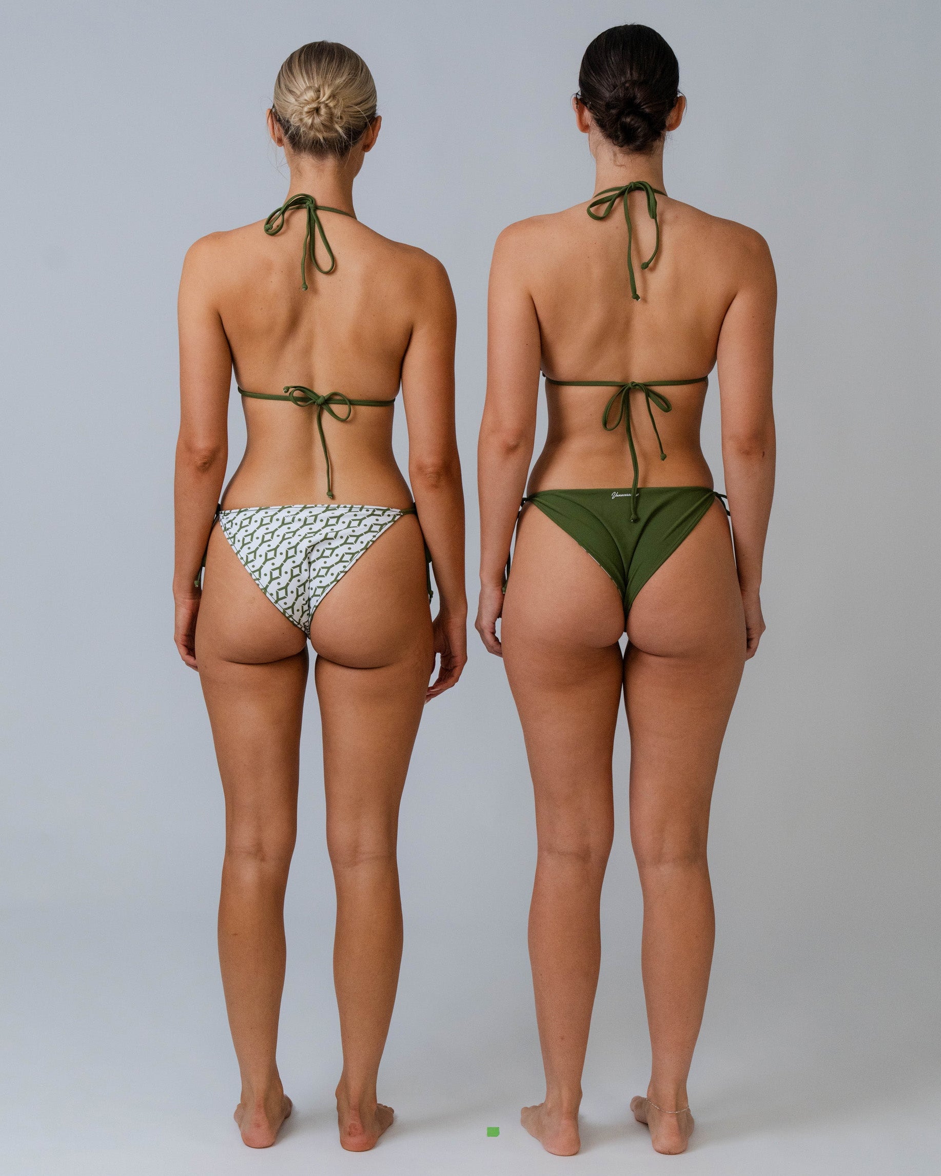 Reversible Y. Print Tie Side Bottom - Olive Green